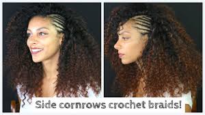 Braided hair with side swept bangs. Side Cornrows And Knotless Curly Crochet Braids Absolutely No Leave Out Ll Ft Trendy Tresses Youtube