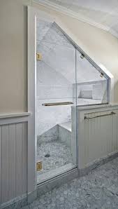 Best Use Of Under Stairs Space Attic Shower Bathroom Under Stairs Sloped Ceiling Bathroom