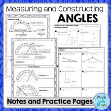 Measuring And Constructing Angles Notes And Practice Worksheet Practices Worksheets Math Notes Fifth Grade Writing