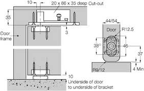 Top of the door must be mounted to allow clearance for the door to swing below it. Floor Mounted Double Action Pivot Set 80kg Sds London