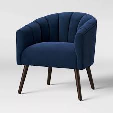 gwynne modern barrel chair with channel seams velvet project 62 target blue accent chairs barrel chair navy blue accent chair
