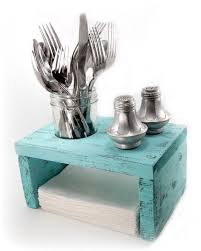 Napkin Holder Wood Primitive Table Organizer Light Turquoise Primitive Tables Napkin Holder Home Decor Store