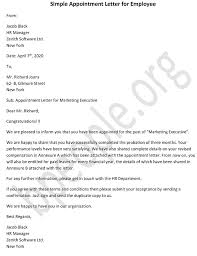 Sending a job offer acceptance letter is a good move by any professional who is accepting a new job. Simple Appointment Letter For Employee Sample