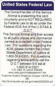 Ada Federal Service Dog Law Card Service Dogs Gear Service Dogs Psychiatric Service Dog