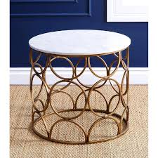 Round white faux marble dining coffee table. Roland Round Faux Marble Coffee Table