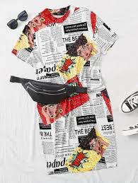 Check spelling or type a new query. Plus Figure And Newspaper Print Dress Shein Usa