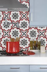Sticker Faience Vinyle Papier Peint Amovible Credence Genova Rouge Bathroom Splashback Vinyl Wallpaper Splashback
