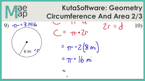 Area and circumference of a circle. Kutasoftware Geometry Circumference And Area Of Circles Part 2 Youtube