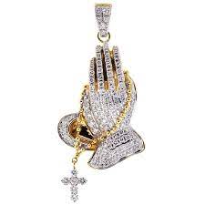 Ceylon sapphire and diamond men's ring in 14k white gold. Mens Diamond Praying Hands Cross Pendant 14k Yellow Gold 5 73 Ct