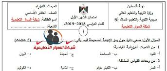 Ø§Ù…ØªØ­Ø§Ù†Ø§Øª Ø§Ù„Ø´Ù‡Ø± Ø§Ù„Ø£ÙˆÙ„ Ù„Ù…Ø¨Ø­Ø« Ø§Ù„ÙÙŠØ²ÙŠØ§Ø¡ Ù„Ù„ØµÙ Ø§Ù„Ø¹Ø§Ø´Ø± Ø§Ù„ÙØµÙ„ Ø§Ù„Ø£ÙˆÙ„ Ø´Ø¨ÙƒØ© Ø§Ù„Ø³ÙˆØ§Ø±