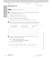 Answer key what you like to read! Vocabulario A