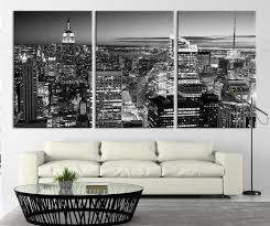 Panoramic Black And White Canvas Prints City Wall Decor Art Print New York City Panorama Cityscape Canvas Print New York Usa Night Large Canvas Wall Art Large Wall Prints Large Wall Art