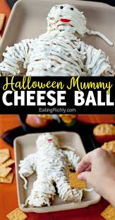 Cheese Ball Mummy Recipe Halloween Appetizers Easy Halloween Food For Party Savory Halloween Food