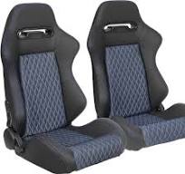 Racing Seat Pair Universal Black Leather Reclinable Bucket Sport Seat-1pair