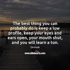 Keep a cool head and maintain a low profile. The Best Thing You Can Probably Do Is Keep A Low Profile Idlehearts