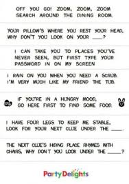 Birthday Scavenger Hunt Clues For Adults At Home Printable Indoor Easter Egg Hunt Clues Party Delights Blog Easter Egg Scavenger Hunt Egg Hunt Clues Easter Scavenger Hunt