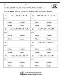 Data Analysis Worksheets Mean Median Mode Range 2 Mean Median And Mode Math Worksheets 10th Grade Math Worksheets
