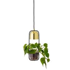 goudkleurige hanglamp bloomingville voor plant hanglamp plafondverlichting decoratieve verlichting