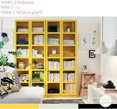 The Yellow Finish Provides An Uplifting Vibrant And Bold Statement To The Space Plus It Pairs Effortlessly With The Black Home Eclectic Home Bookcase Design