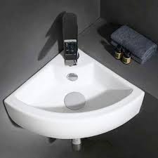 Waino Vitreous China Corner Wall Mount Bathroom Sink In 2020 Bathroom Sink Sink Corner Wall