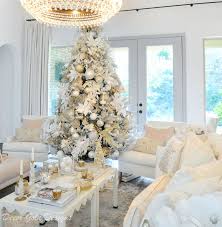 For starters, lay down a white table cloth to look like a base of snow. Bright White Christmas Living Room Decor Gold Designs