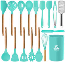 Find ideas and inspiration for teal kitchen to add to your own home. Amazon Com Mibote 17 Pcs Silicone Cooking Kitchen Utensils Set With Holder Wooden Handles Cooking Tool Bpa Free Non Toxic Turner Tongs Spatula Spoon Kitchen Gadgets Set For Nonstick Cookware Teal Kitchen