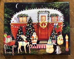 Christmas Trailer Art By Susan Rios Red And White Trailer Etsy Christmas Art Vintage Christmas Vintage Christmas Decorations