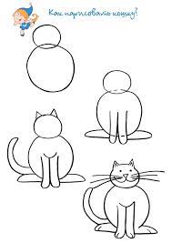 Схема рисования кошки для детей - 90 фото