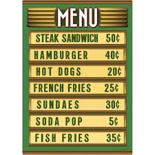 Diner Food Menu Board Deco Wall Decal Diner Menu Food Menu Diner Recipes