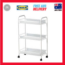 Rolling bamboo wood kitchen island cart trolley, kitchen trolley cart on wheels, rolling kitchen cart with drawers shelves, towel rack, locking casters. Ikea Carts For Sale Ebay