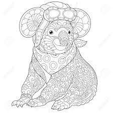 Free printable koala bear coloring pages for kids that you can print out and color. Monochrome Colouring Picture With Retro Pilot Koala Bear Freehand Coloring Page With Doodle Royalty Free Cliparts Vectors And Stock Illustration Image 133791665