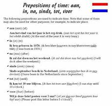 Dutch Prepositions Of Time Aan In Na Sinds Tot Voor Dutch Language Learn Dutch Dutch Netherlands