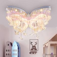 Butterfly Led Chandelier Girls Bedroom Hanging Crystal Flush Mount Crystal Chandelier Bedroom Girls Bedroom Lighting Butterfly Room Decor