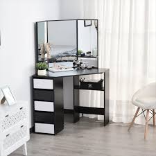 Coiffeuse D Angle Moderne Noir Et Blanche Cielterre Commerce En 2020 Coiffeuse D Angle Coiffeuse Table Maquillage