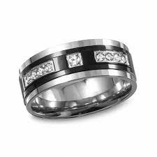 Men S 1 4 Ct T W Diamond Two Tone Stainless Steel Wedding Band Zales In 2021 Steel Wedding Bands Stainless Steel Wedding Bands Wedding Bands