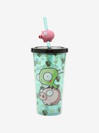 Hot Topic Invader Zim GIR Pig Topper Acrylic Travel Cup | Alexandria Mall