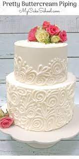 Pretty Piping Design With Fresh Flowers Member Cake Video Easy Cake Decorating Cake Decorating Butter Cream