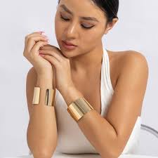 Long gold cuff bracelet