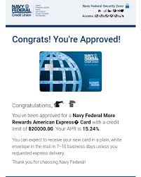 Adding funds to increase your credit limit is a very simple process, card holders need to add the funds to their navy federal savings account and then call and ask for a credit limit increase (or send a secure message). Nfcu Members Now Is A Good Time To Apply For Their Amex More Rewards Card They Re Regularly Approving Decent Lines For People Who Have History With Nfcu Amex