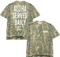 White Oversized Aloha Served Daily Camo Shirt