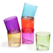 6 Vasos De Agua De Cristal De Colores Gipsy Vasos Vidrio Vaso De Agua