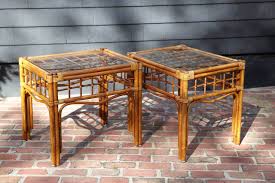 Collection of end tables, wicker coffee tables and accessory table pieces. Pair Of Vintage Rattan Side Tables In The Style Of Franco Albini At 1stdibs