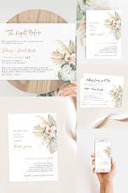Diy Boho Wedding Invite Editable Invitation Suites Pampas Grass And Dried Flow Wedding Invitations Boho Tropical Wedding Invitations Tropical Wedding Decor