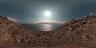Patio with sea & sunset view. Hdri 360 Mykonos Coast Greece Openfootage
