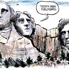 All text on the cartoon is handwritten in black ink in french. Where Did Teddy Roosevelt Go Jeff Koterba S Latest Political Cartoon Explains Opinion Cartoon Madison Com
