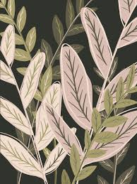 Pink And Green Leaves Print Green Art Print Green Colour Palette Sage Color Palette