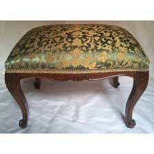 18'' h x 20'' w x 20'' d. Antique French Louis Xv Carved Mahogany Wood Foot Stool Ottoman
