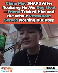 Chileee, rapper #ChinaMac is heated after his friend pulled a sick prank,  tricking him into eating dog meat. To make it worse, the entire restaurant  was serving nothing but dog dishes! Winos,