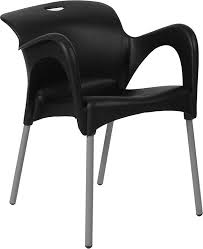 Hercules Series Black Plastic Stack Chair With Arms And Titanium Frame Bay Furnishings Chair Cafe Style Titanium