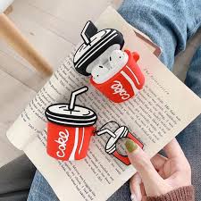 3d Cartoon Coke Drink Apple Airpods Protective Case Cover With Matching Key Ring Airpod Case Case Earphone Case